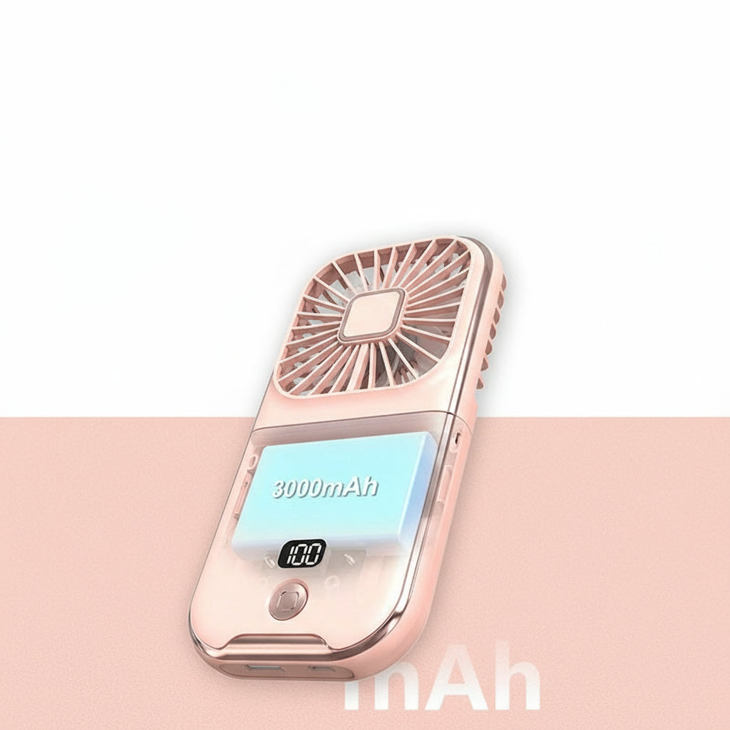 2024 New Handheld Digital Display Small Fan Portable USB Hanging Neck Electric Fan Mini Folding Desktop Fan Gift